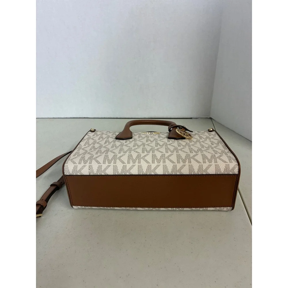 Michael Kors Maple Small EW Satchel Crossbody Bag Vanilla Luggage 38S6G7MS5B NEW